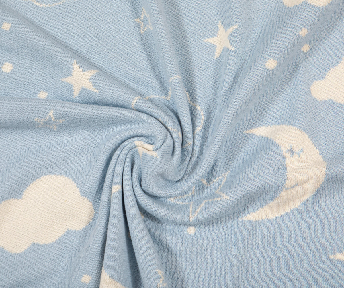 Pomme Cotton Knitted Moonlit Sky Baby Blanket (Baby Blue)