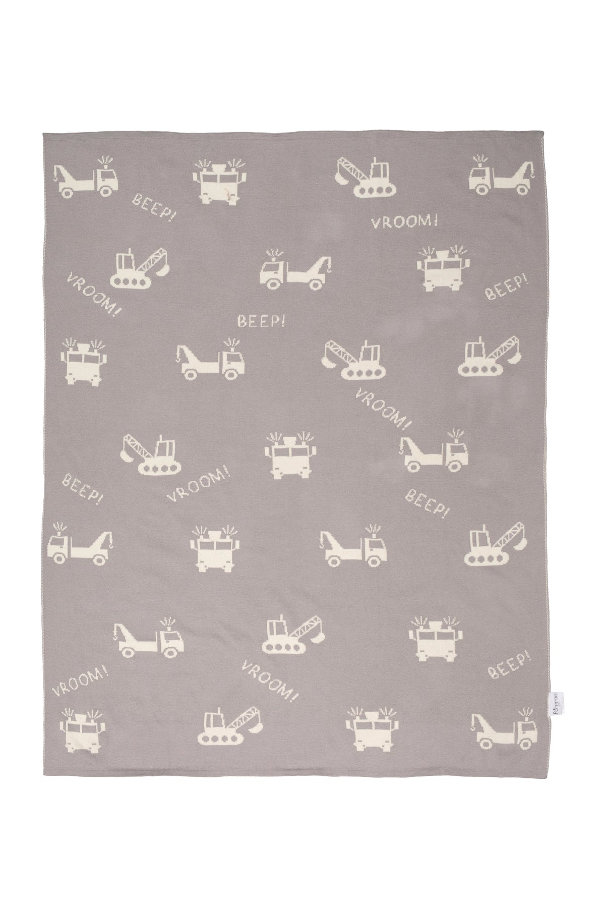 Pomme Cotton Knitted Little Builders Baby Blanket (Grey Melange)