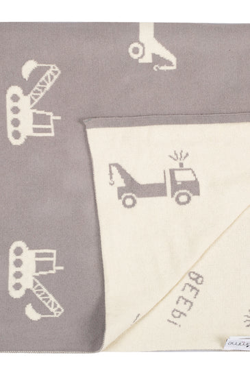 Kids Blanket With Cute Construction Vehicle Pattern