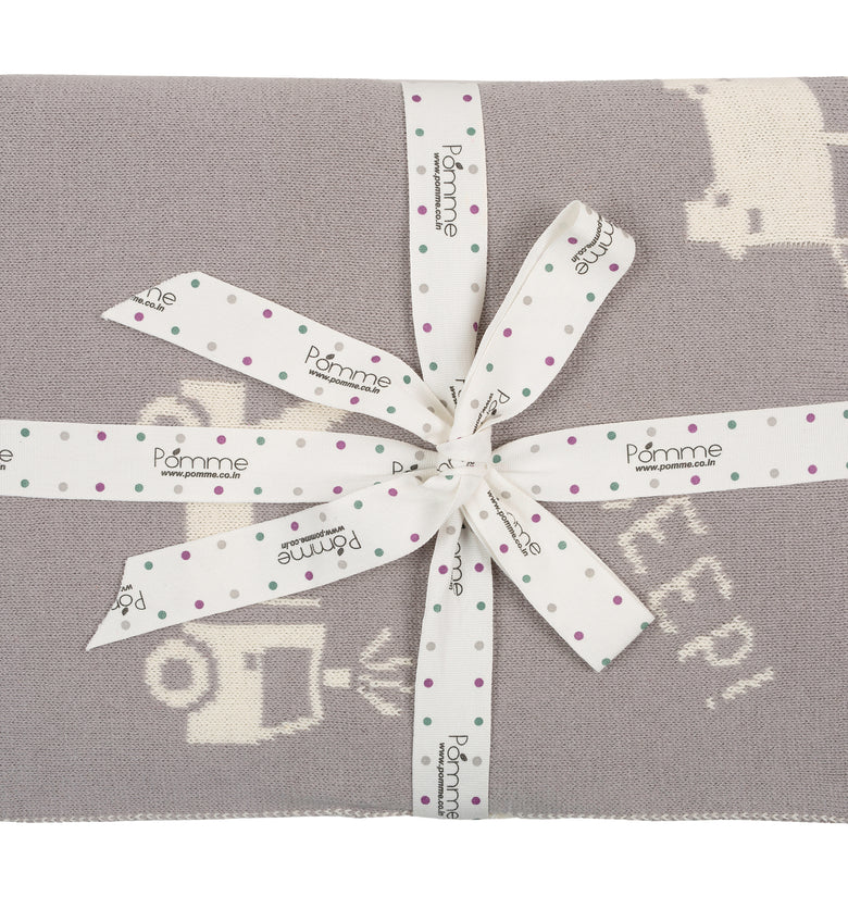 Kids Blanket With Cute Construction Vehicle Pattern