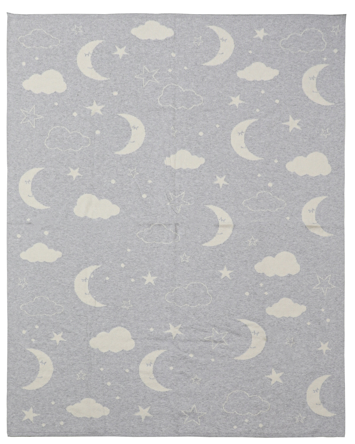 Pomme Cotton Knitted Moonlit Sky Baby Blanket (Light Grey)