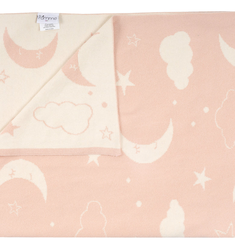 Kids Blanket With Cute Galaxy Pattern Ivory
