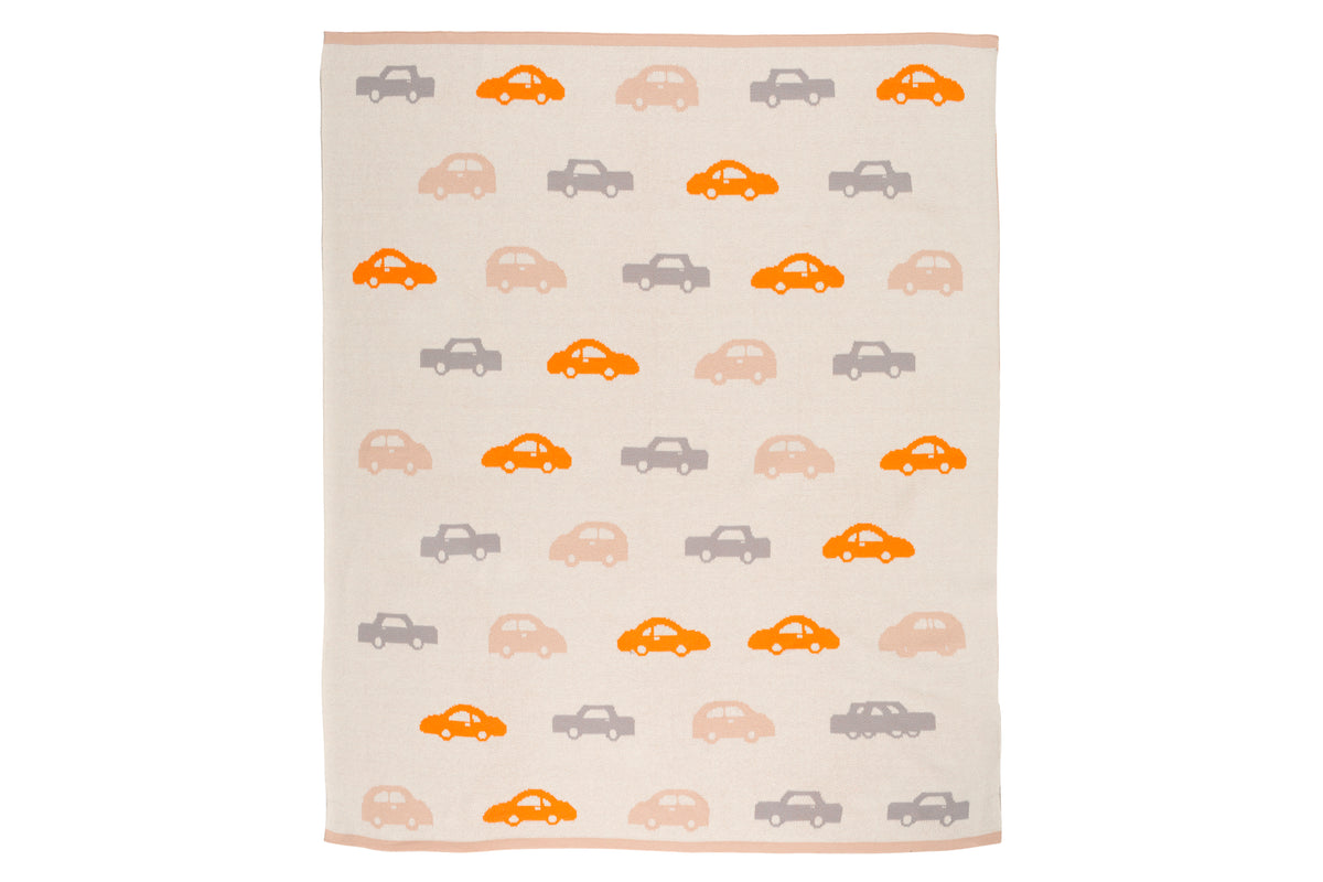 Pomme Cotton Knitted Colorful Little Cars Baby Blanket