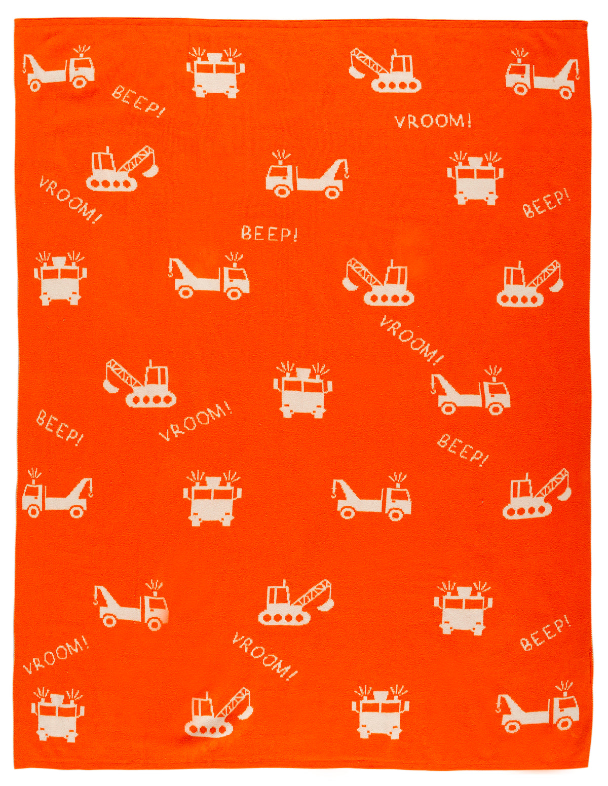 Pomme Cotton Knitted Little Builders Baby Blanket (Pale Orange)
