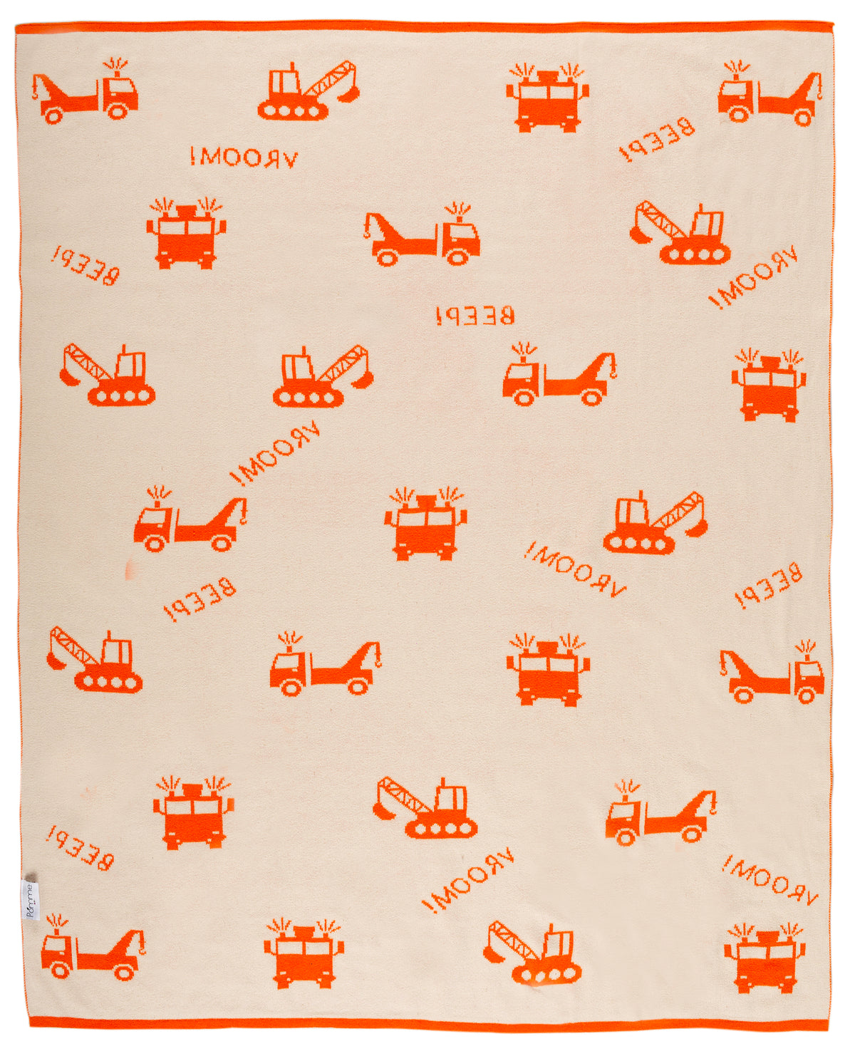 Pomme Cotton Knitted Little Builders Baby Blanket (Pale Orange)