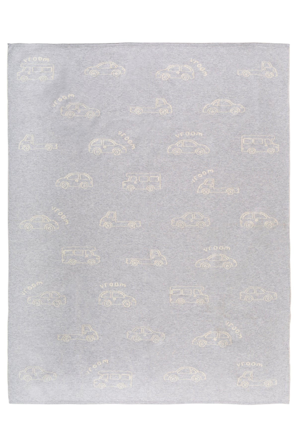 Pomme Cotton Knitted Vroom Vroom Baby Blanket (Grey & Ivory)