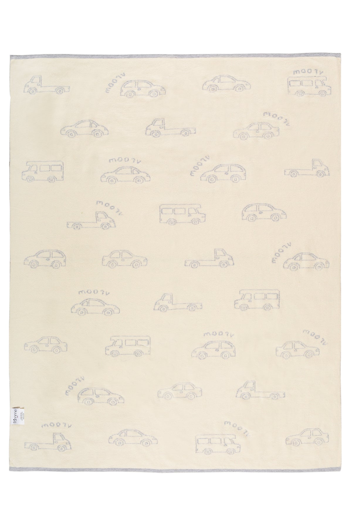 Pomme Cotton Knitted Vroom Vroom Baby Blanket (Grey & Ivory)