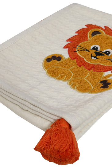 Kids Blanket Houndstooth quilted with Lion Pattern