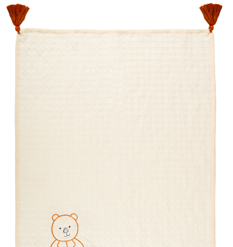 Kids Blanket Houndstooth quilted with Bear Pattern