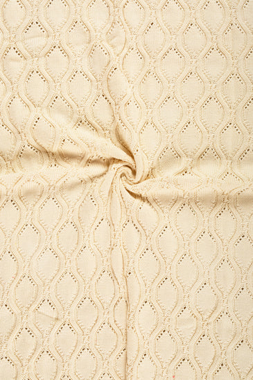 Kids Blanket Chunky Pattern With Pom-Pom Ivory