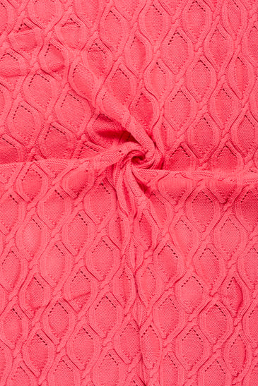 Kids Blanket Chunky Pattern With Pom-Pom Pink