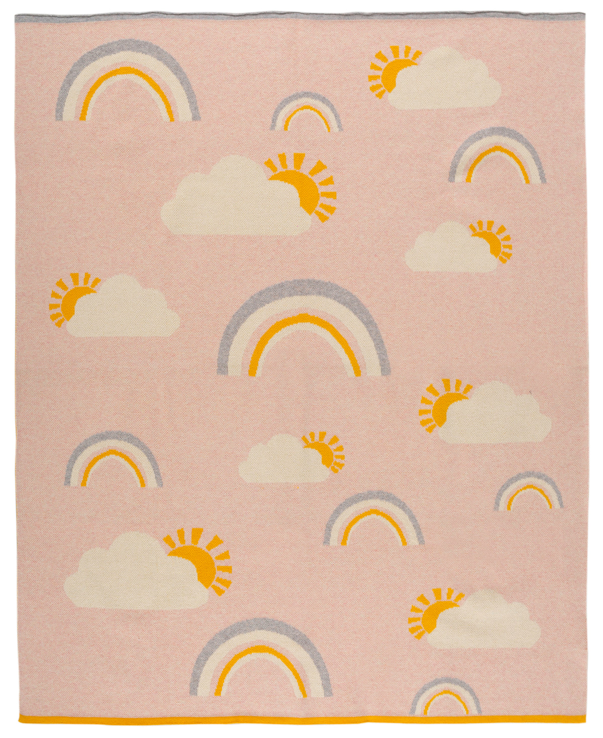 Pomme Cotton Knitted Sunshine After Rain Kids Blanket (Pink Melange)
