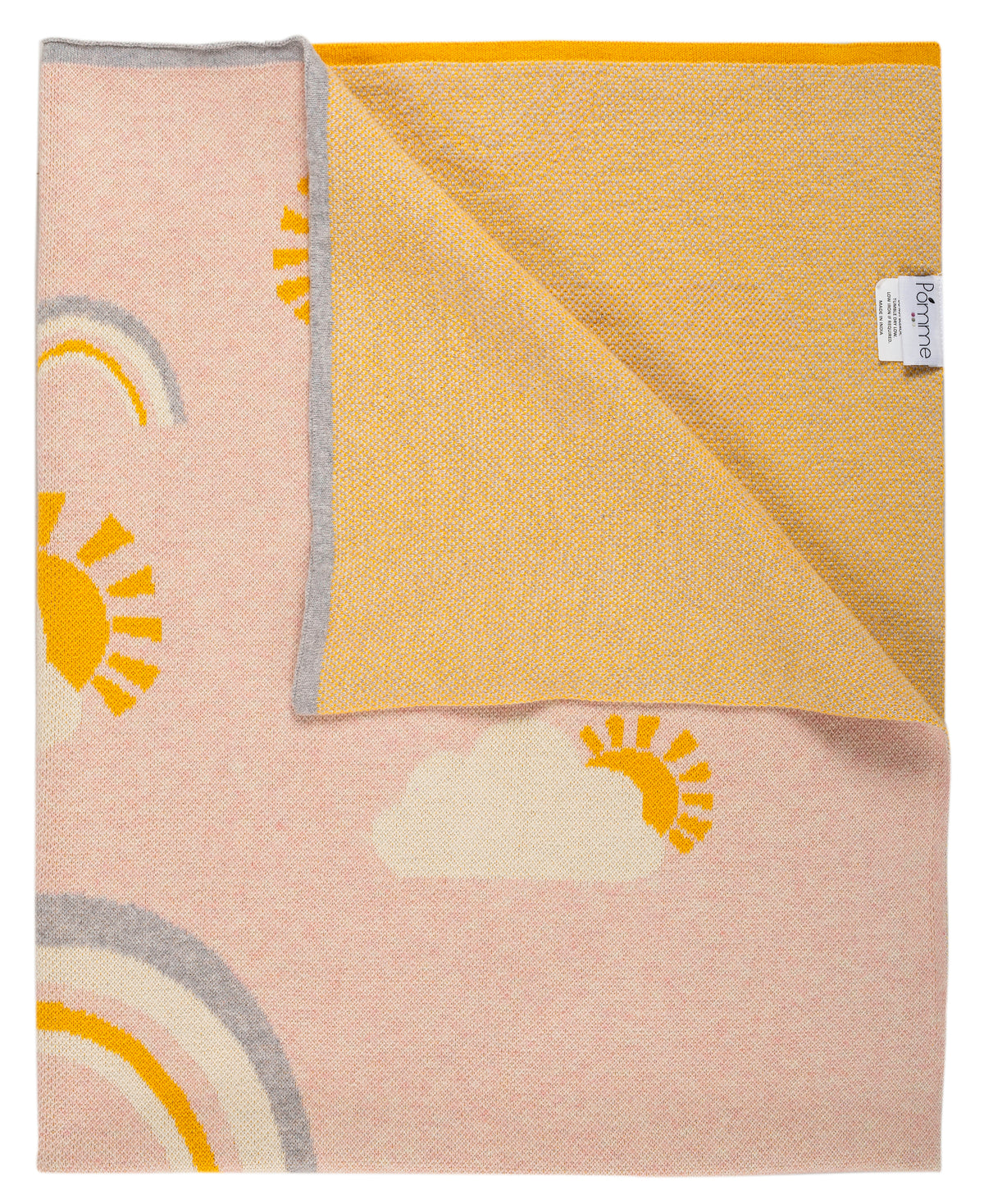 Pomme Cotton Knitted Sunshine After Rain Kids Blanket (Pink Melange)