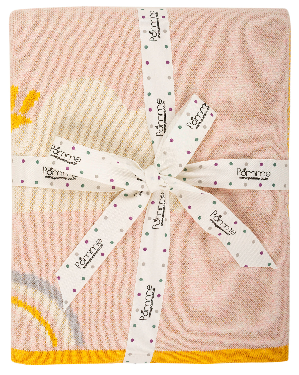 Pomme Cotton Knitted Sunshine After Rain Kids Blanket (Pink Melange)