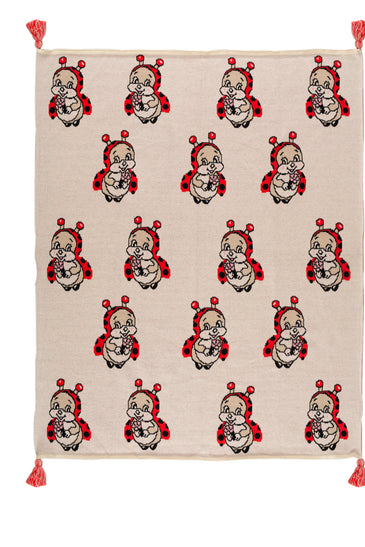 Kids Blanket With Cute Lady Bug Pattern