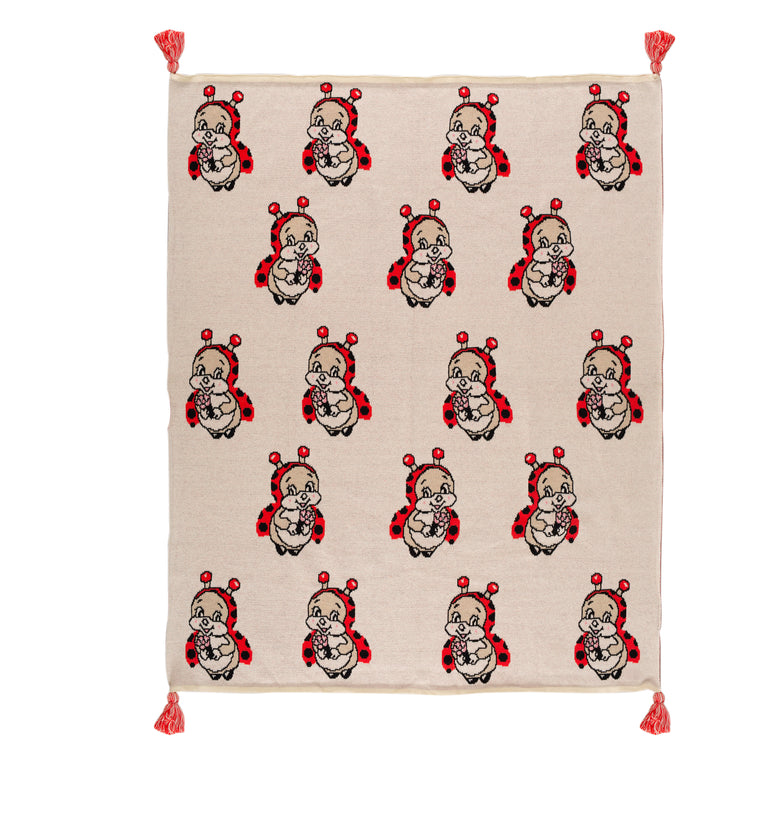 Kids Blanket With Cute Lady Bug Pattern