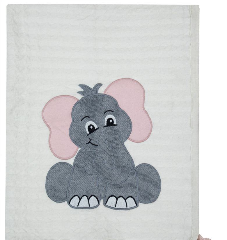Kids Blanket Houndstooth quilted with Elephant Pattern