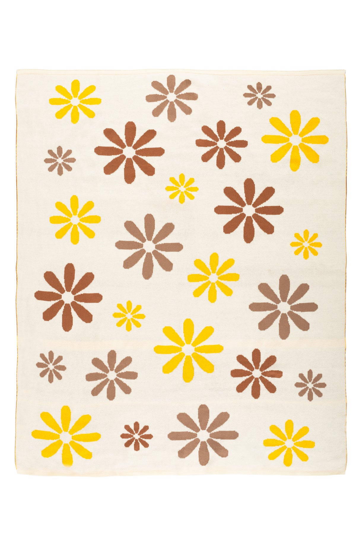 Pomme Cotton Knitted Retro Bloom Baby Blanket (Ivory)