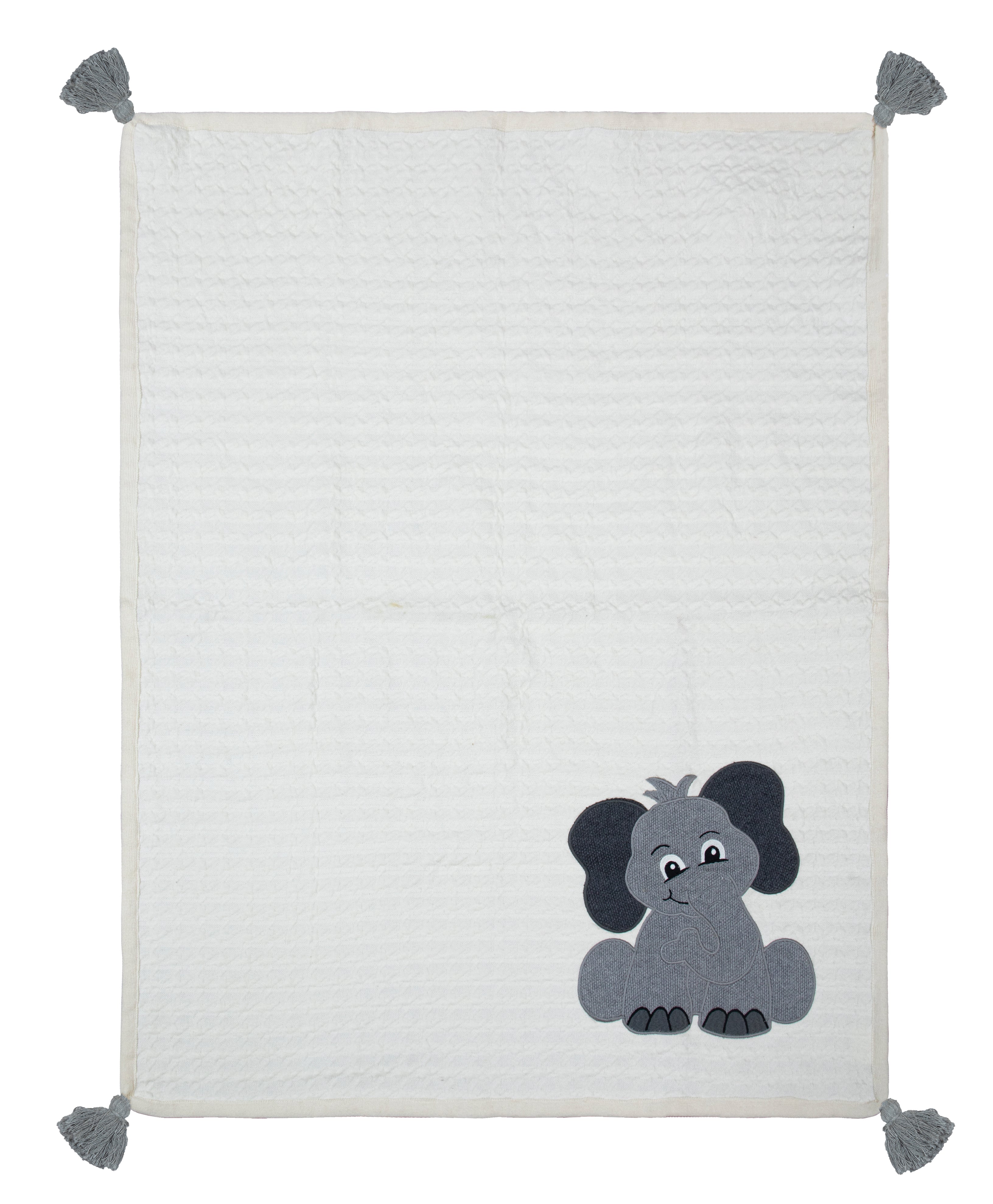Kids Blanket Houndstooth quilted with Elephant Pattern