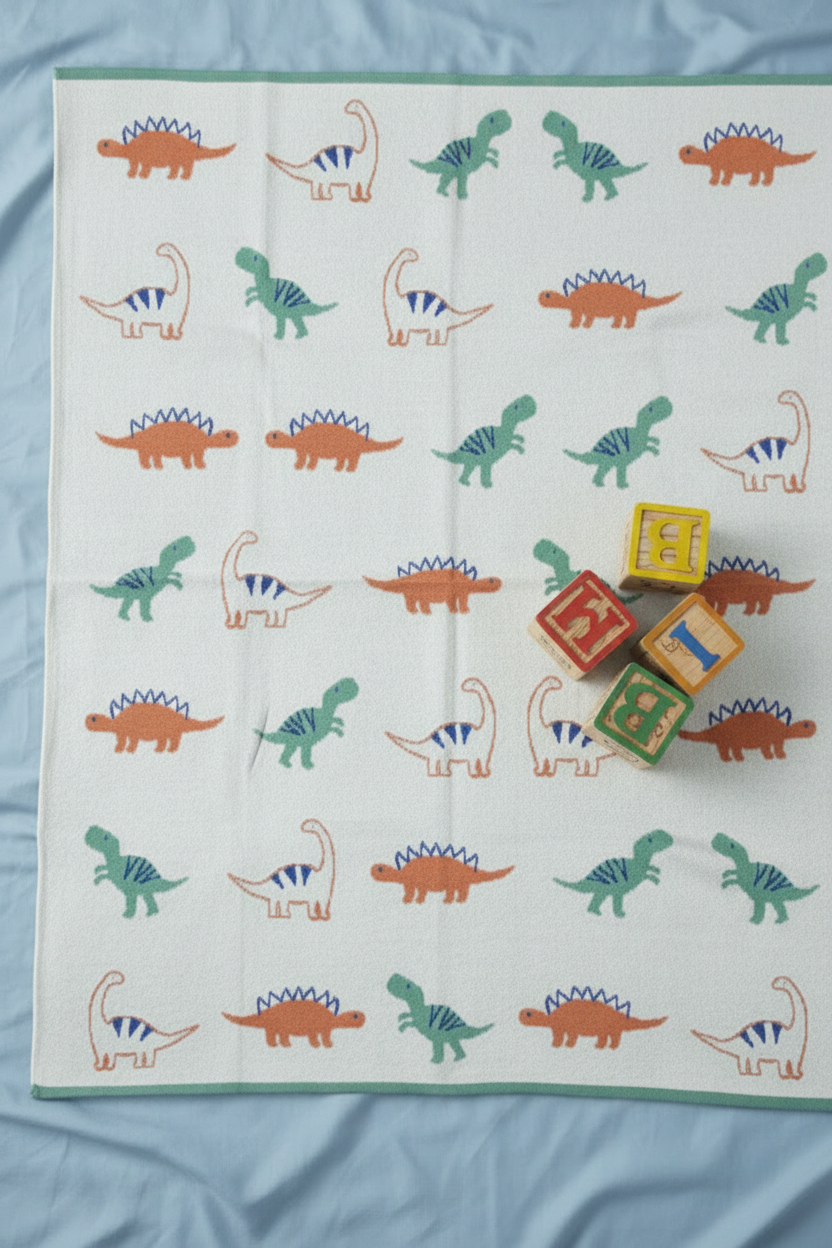 Pomme Cotton Knitted Dino Doodles Baby Blanket