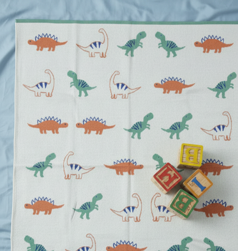 Pomme Cotton Knitted Dino Doodles Baby Blanket