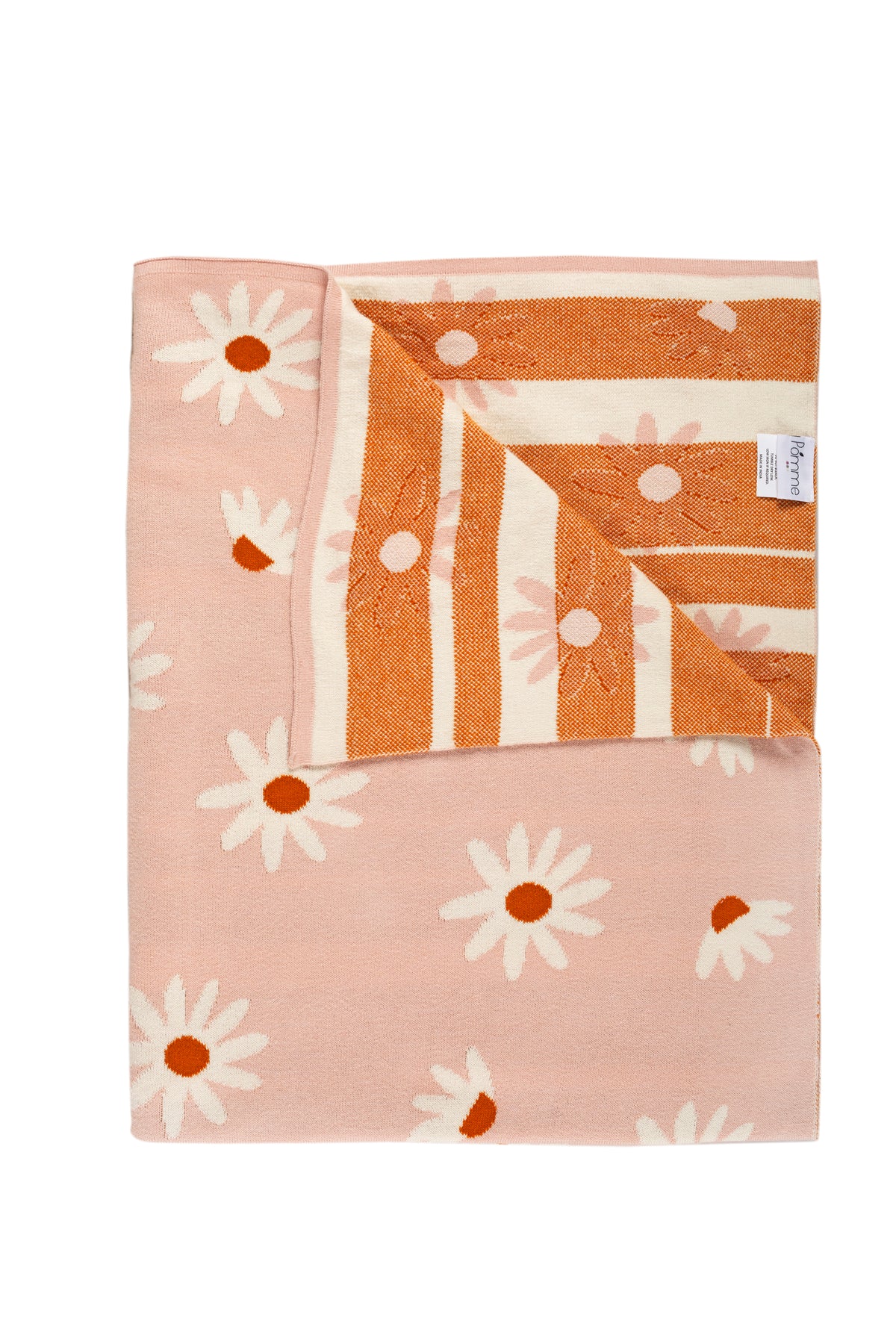 Pomme Cotton Knitted Daisy Field Baby Blanket (Blush Pink)