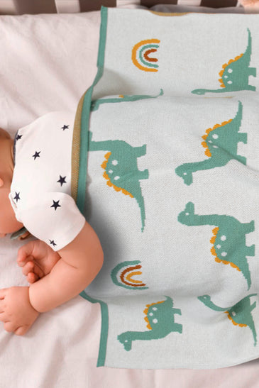 Kids Blanket With Cute Dino Pattern