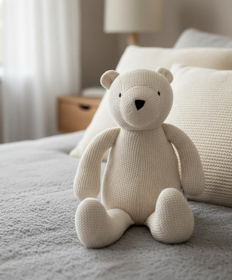 Pomme Cotton Knitted Soft Bear (Ivory)