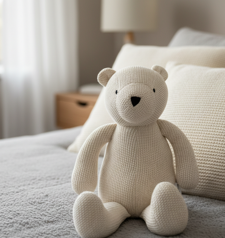 Pomme Cotton Knitted Soft Bear (Ivory)