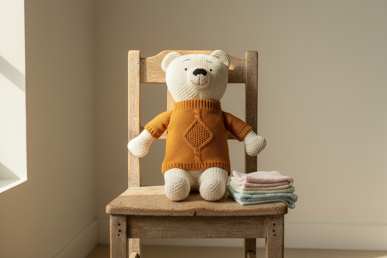 Pomme Cotton Knitted Honey Hug Bear Soft Toy (Mustard Yellow)