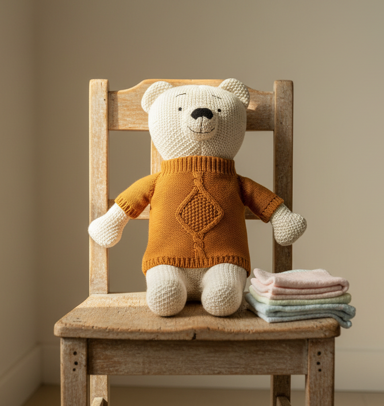 Pomme Cotton Knitted Honey Hug Bear Soft Toy (Mustard Yellow)