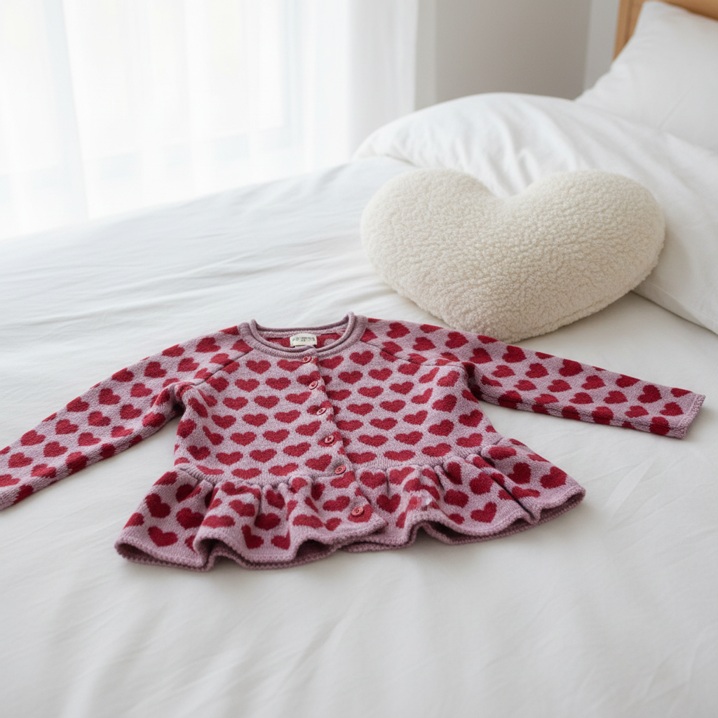 Pomme Cotton Knitted Sweetheart Peplum Baby & Kids Cardigan