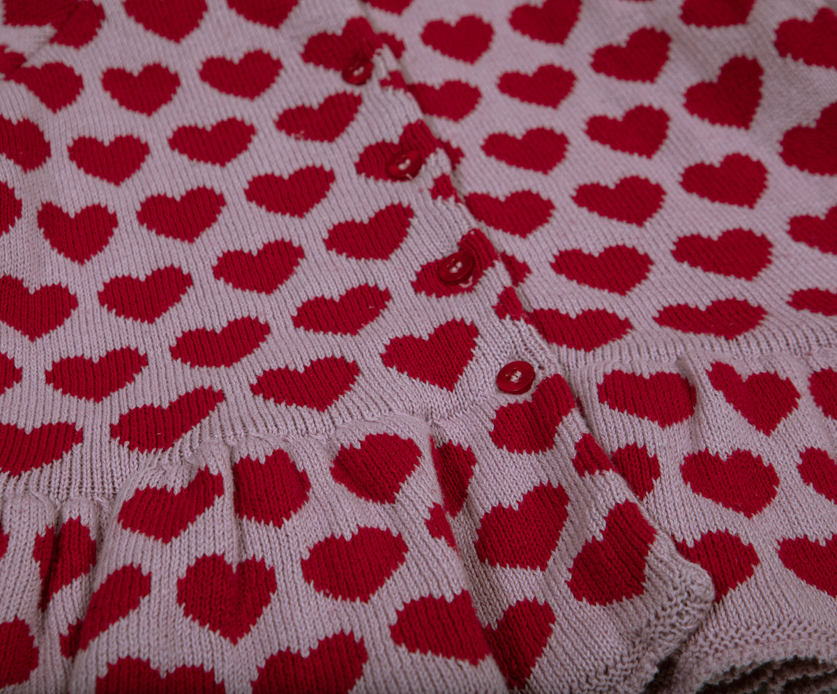 Pomme Cotton Knitted Sweetheart Peplum Baby & Kids Cardigan