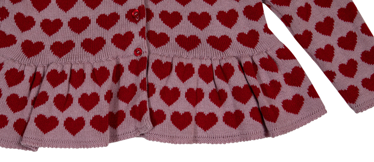 Pomme Cotton Knitted Sweetheart Peplum Baby & Kids Cardigan