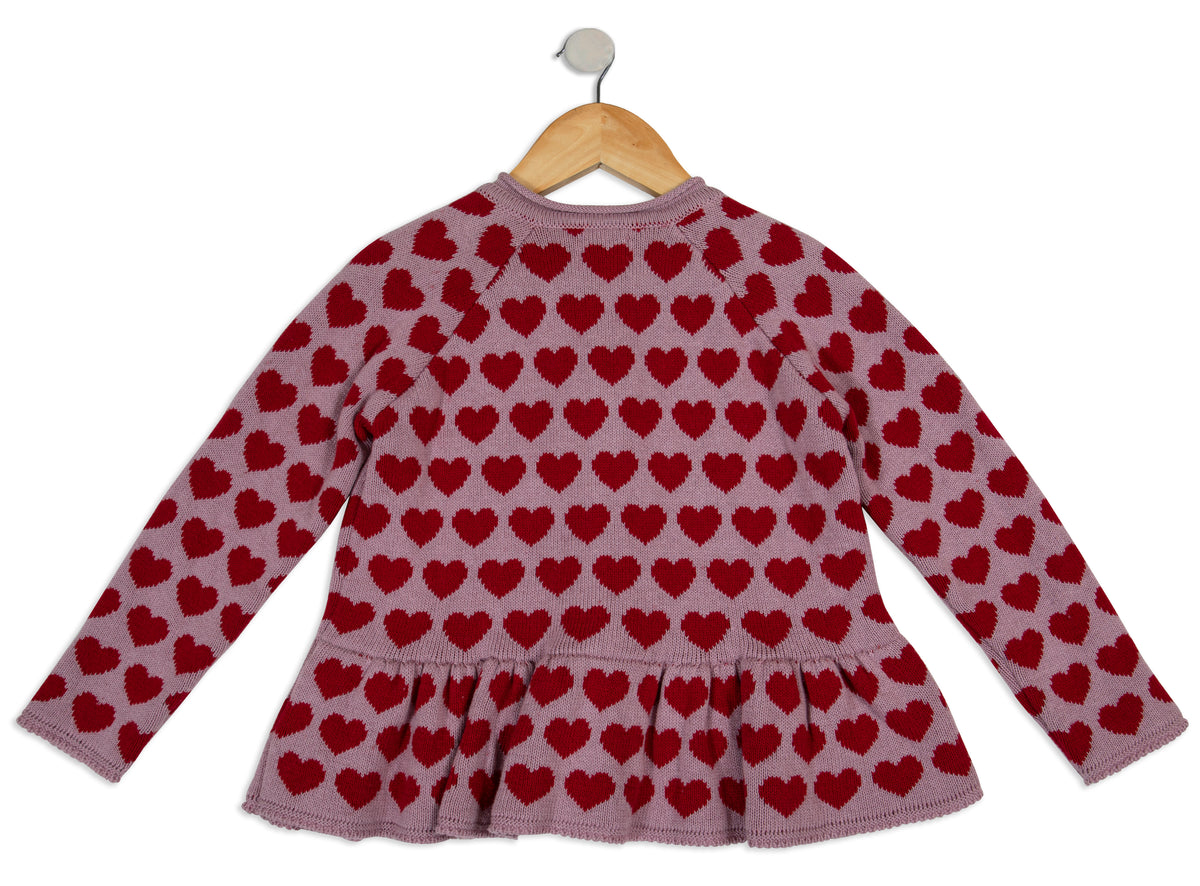 Pomme Cotton Knitted Sweetheart Peplum Baby & Kids Cardigan