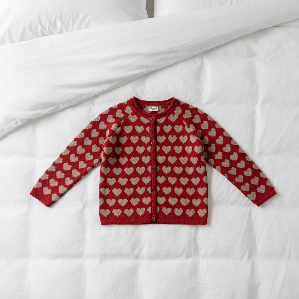 Pomme Cotton Knitted Sweetheart Jacquard Baby & Kids Cardigan