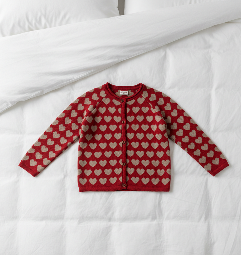 Pomme Cotton Knitted Sweetheart Jacquard Baby & Kids Cardigan