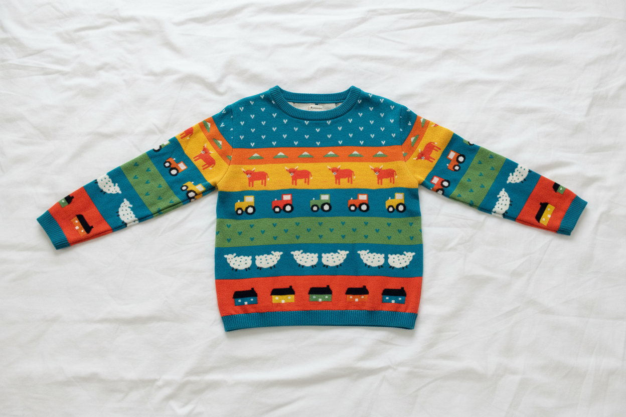 Pomme Cotton Knitted Happy Farm Story Kids Sweater