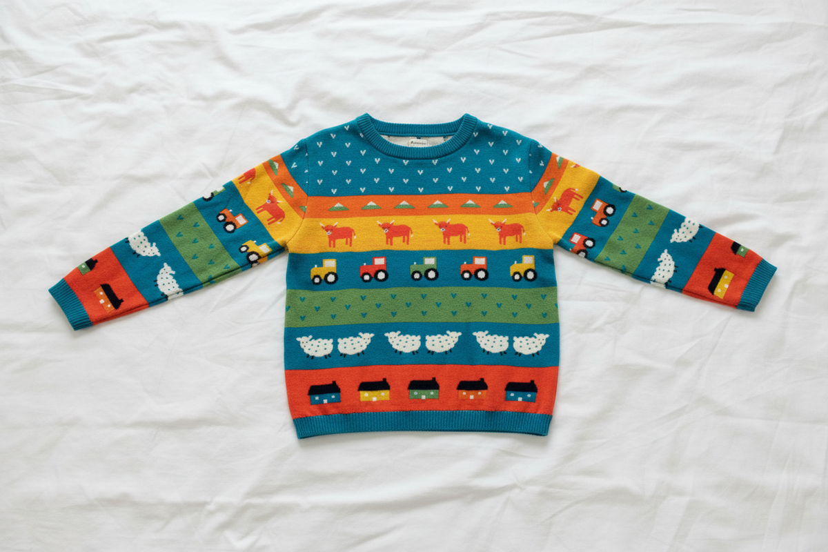 Pomme Cotton Knitted Happy Farm Story Kids Sweater