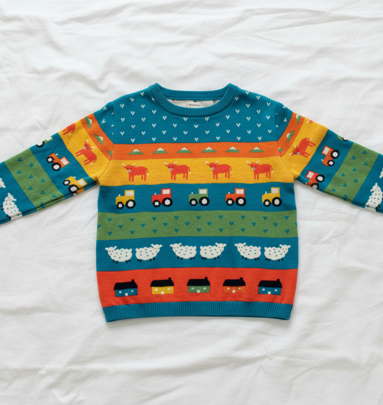 Pomme Cotton Knitted Happy Farm Story Kids Sweater