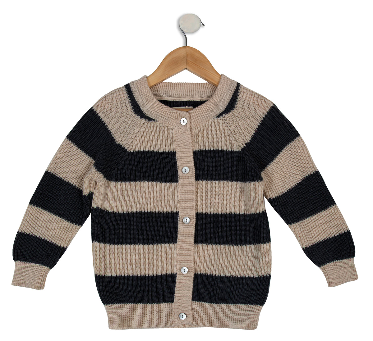 Pomme Cotton Ribbed Rugby Stripe Kids Cardigan