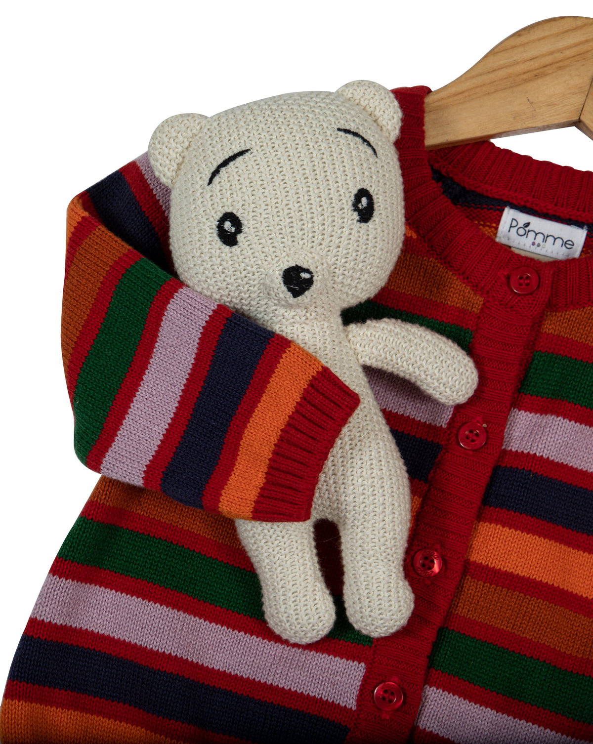 Pomme Cotton Knitted Colorful Stripes Baby Cardigan
