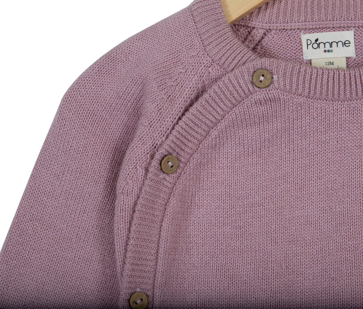 Pomme Cotton Knitted Red Heart Baby Sweater (Pink)