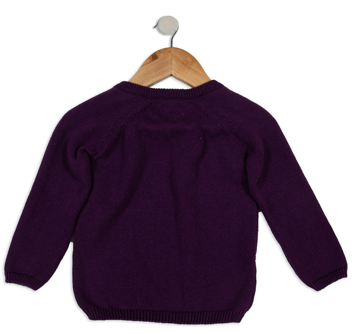 Pomme Cotton Knitted Red heart Baby Sweater (Purple)