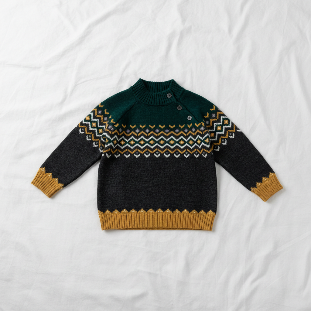 Pomme Cotton Knitted Little Explorer Nordic Kids Sweater