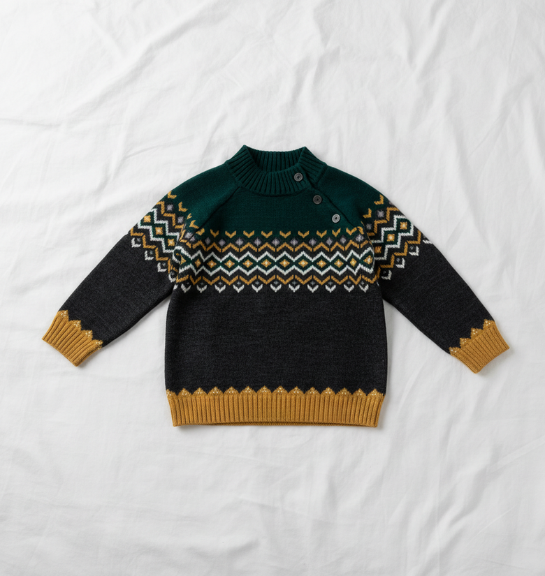 Pomme Cotton Knitted Little Explorer Nordic Kids Sweater