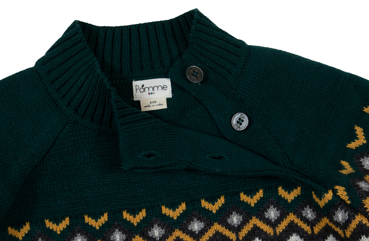 Pomme Cotton Knitted Little Explorer Nordic Kids Sweater
