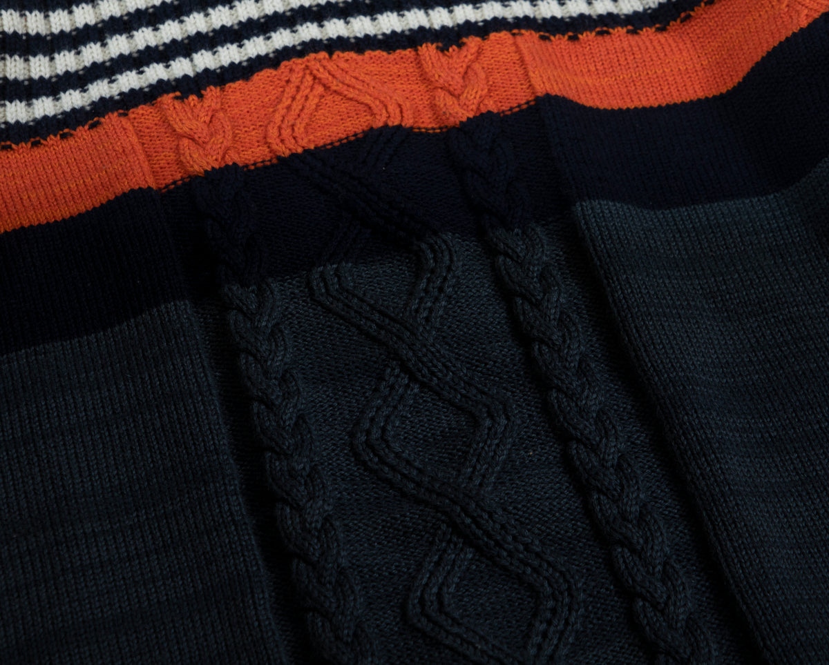 Pomme Cotton Knitted Cabled Stripe Baby Sweater