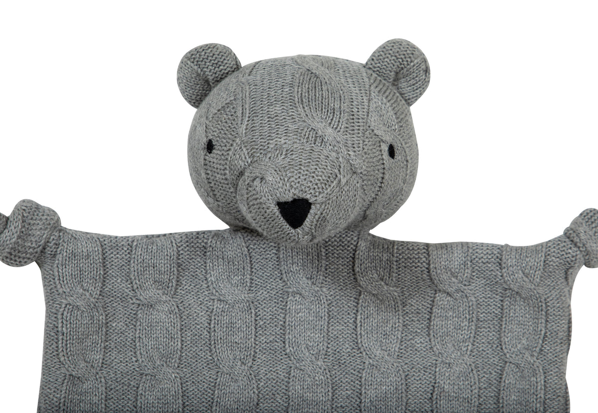 Pomme Cotton Knitted Bear Cuddle Toy Cloth (Grey)