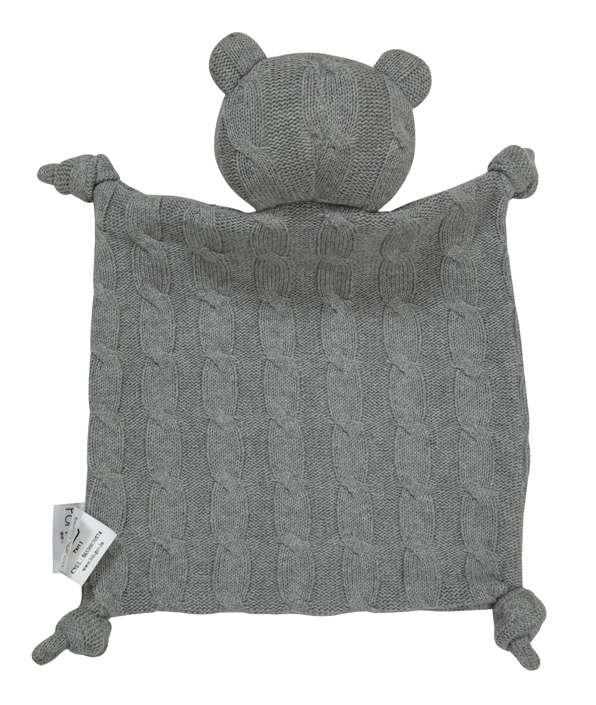 Pomme Cotton Knitted Bear Cuddle Toy Cloth (Grey)